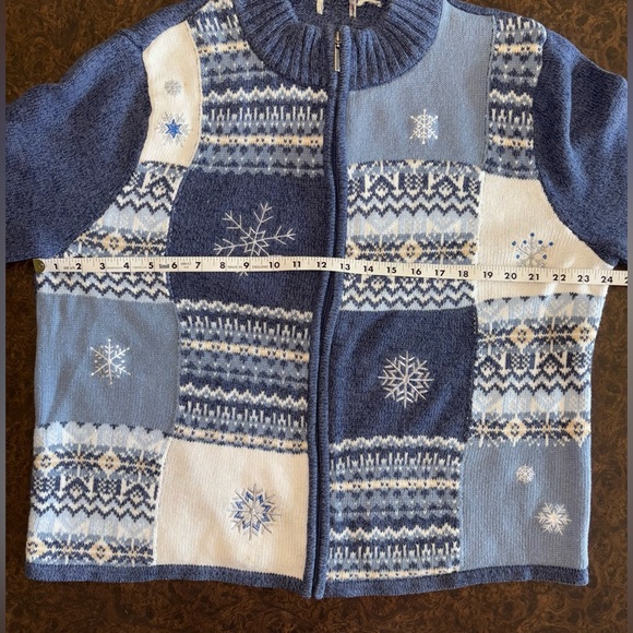 Classic Elements Christmas Plaid Blue Zip-Up Sweater - size 2XL - Picture 9 of 10